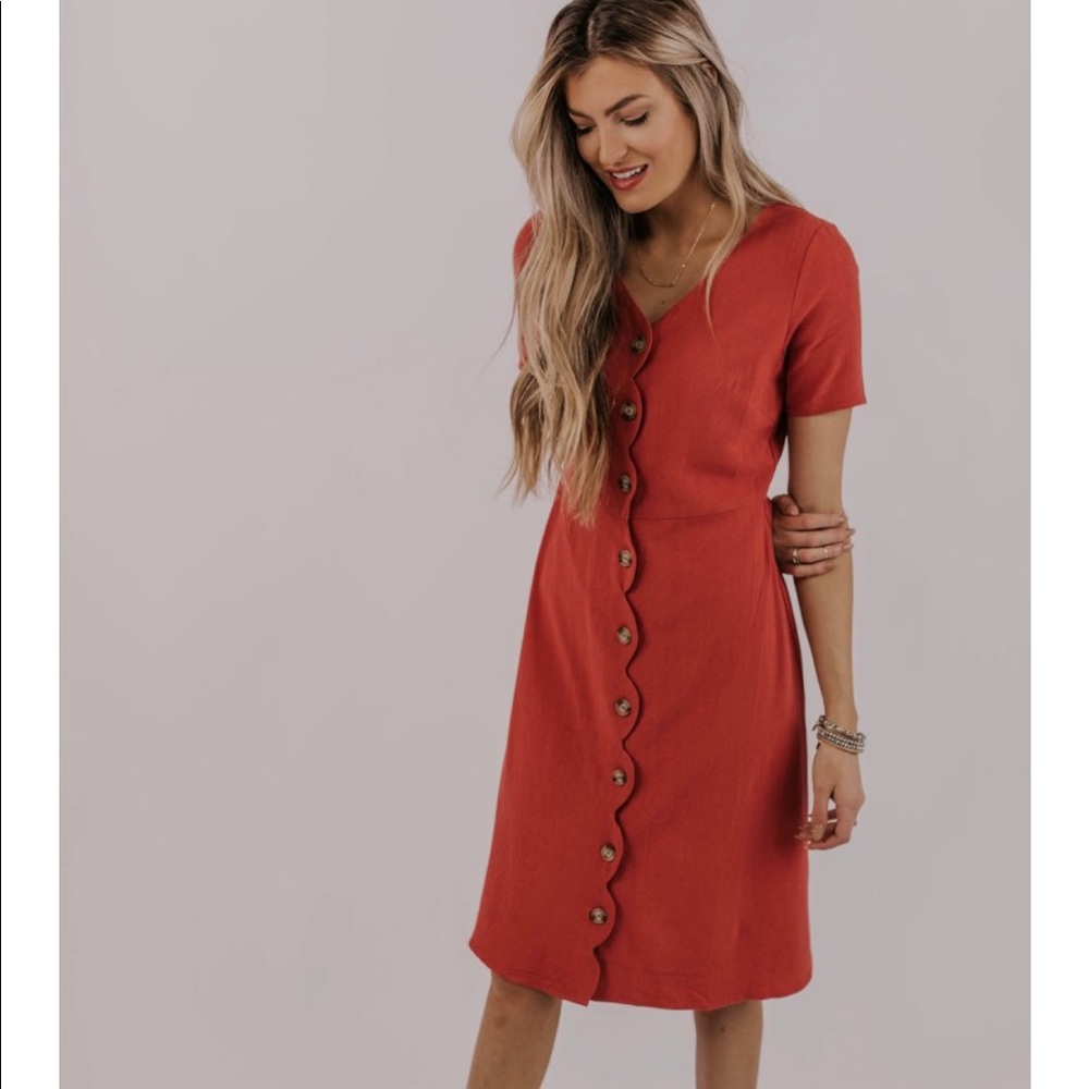 Scalloped Button Midi ROOLEE Dress